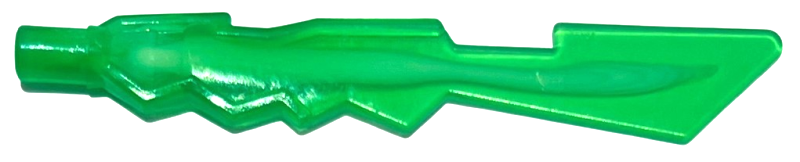 Minifigure, Weapon Sword Blade with Jagged Edges and Bar End with Marbled White - Trans-Green