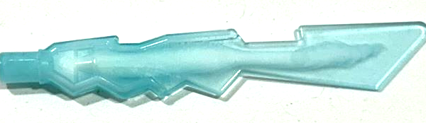 Minifigure, Weapon Sword Blade with Jagged Edges and Bar End with Marbled White  - Trans-Light Blue