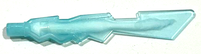 Minifigure, Weapon Sword Blade with Jagged Edges and Bar End with Marbled White - Trans-Light Blue