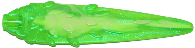 Flame / Vapor Trail with Ovals and Axle Hole End with Marbled Yellowish Green Pa - Satin Trans-Brigh