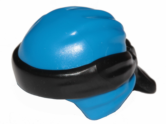 Minifigure, Headgear Ninjago Wrap Type 3 with Molded Black Bandana and Knot Pat - Blue