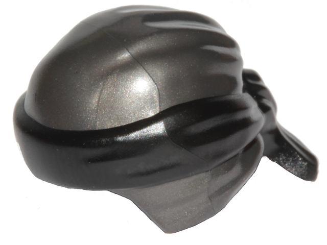 Minifigure, Headgear Ninjago Wrap Type 3 with Molded Black Bandana and Knot Pat - Pearl Dark Gray