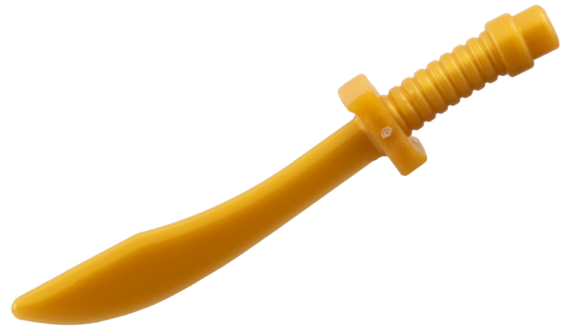 Minifigure, Weapon Sword, Saber / Dao Curved Blade and Hilt with Bar End - Pearl Gold