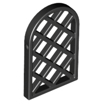 Pane for Window 1 x 2 x 2 2/3 Lattice Diamond with Rounded Top - Black