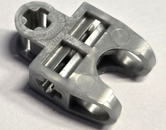 Technic, Axle Connector 2 x 3 with Ball Joint Socket - Open Sides, Angled Forks - Pearl Light Gray
