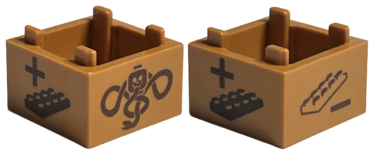 Container, Box 2 x 2 x 1 - Top Opening with Flat Inner Bottom with HP Game Spinn - Medium Nougat