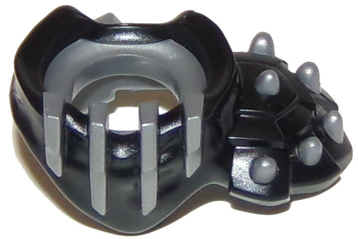 Minifigure Armor Breastplate with Shoulder Pad Left Spiked with Molded Flat Silv - Black