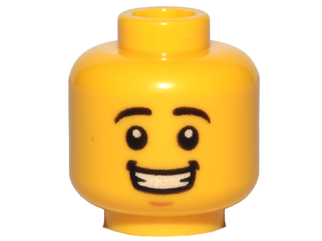 Minifigure, Head Black Eyebrows, Medium Nougat Chin Dimple, Open Mouth Smile wit - Yellow