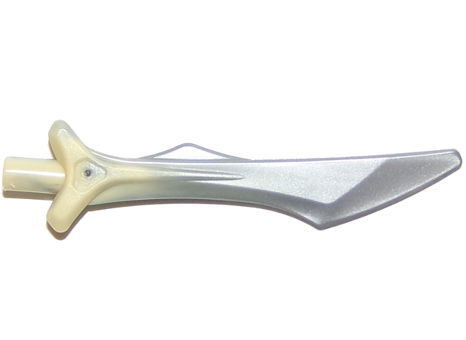 Minifigure, Weapon Sword, Blade with Bar and Spike on Side with Marbled Flat Sil - Tan