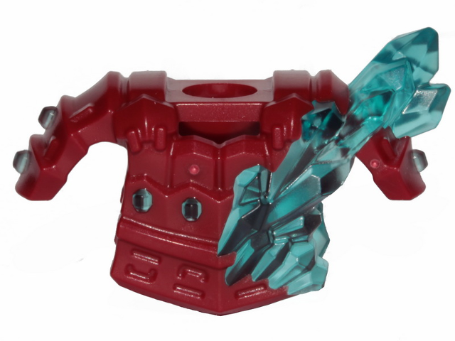 Minifigure Armor Breastplate with Shoulder Pads with Molded Trans-Light Blue Cry - Dark Red