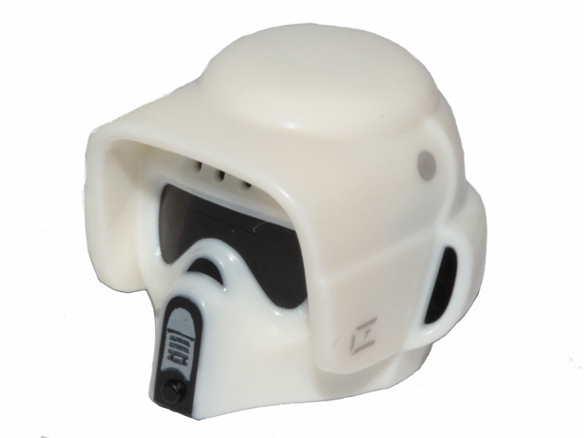 Minifigure, Headgear Helmet SW Scout Trooper with Molded Black Visor and Panels - White