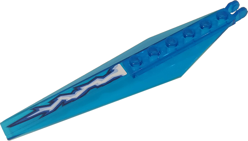 Hinge Plate 3 x 12 with Angled Side Extensions and Tapered Ends with Blue and Wh - Trans-Dark Blue