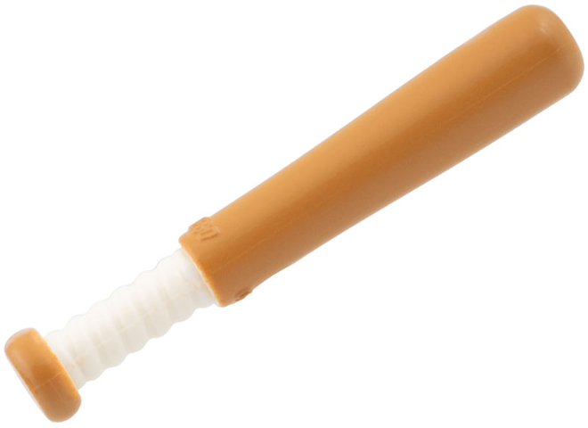 Minifigure, Utensil Baseball Bat 4L with White Grip Handle Pattern - Medium Nougat