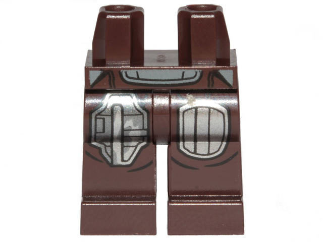 Hips and Legs with SW Mandalorian Silver Beskar Armor Plates Pattern - Dark Brown