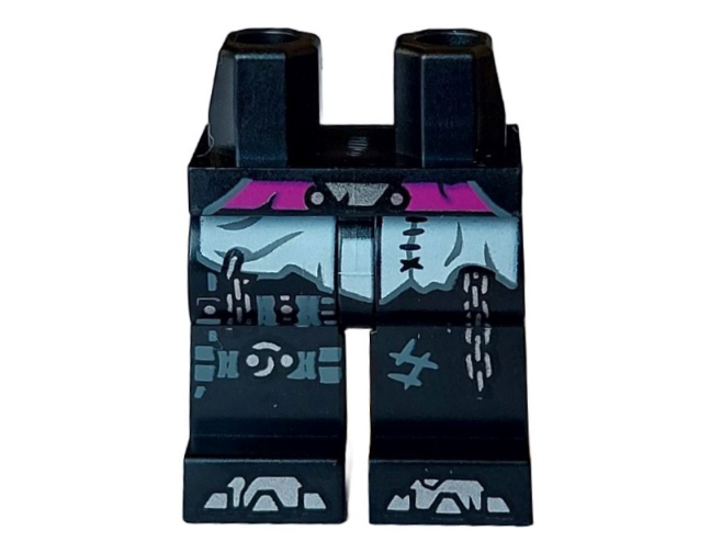 Hips and Legs with Magenta Belt, Torn White Shirt Ends, Dark Bluish Gray Straps - Black