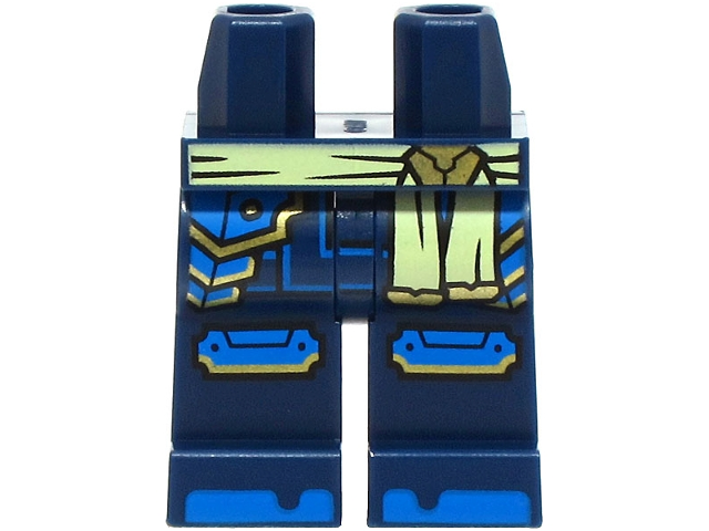 Hips and Legs with Bright Light Yellow Sash, Blue Armor Plates, Knee Pads, Toes, - Dark Blue