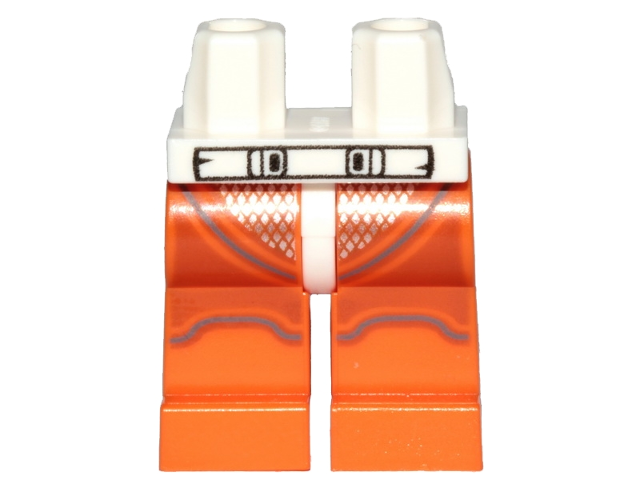 Hips and Orange Legs with Black Outlined Belt and Dark Bluish Gray Stripes Patte - White