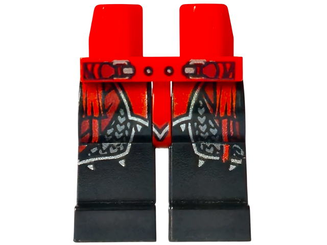 Hips and Black Legs with Ninjago Red Plate Armor and Silver Scale Armor, Belt wi - Red