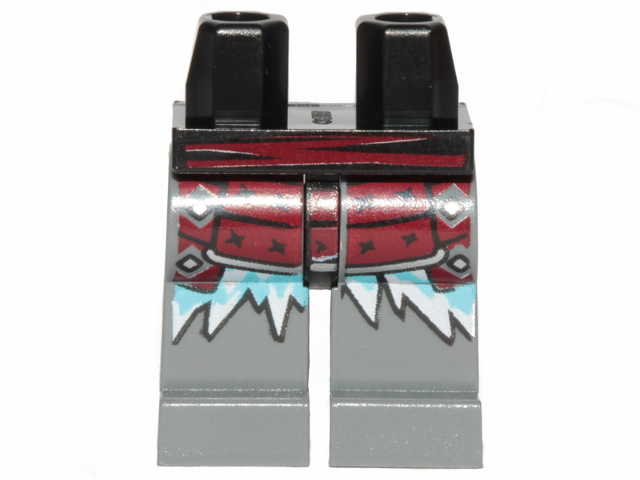 Hips and Dark Bluish Gray Legs with Dark Red Armor and Ice Spikes Pattern - Black