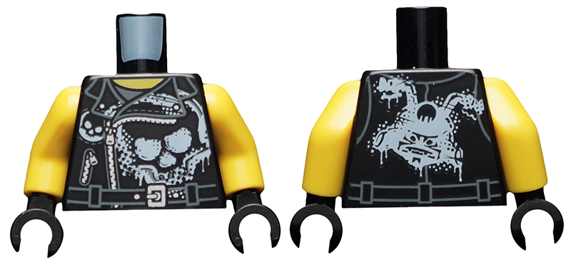 Torso Biker Vest with Skull Graffiti on Front, Sons of Garmadon Logo Graffiti on - Black